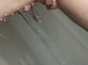 Watching My Wife Shower And Showing Off Her New Pierced Clit For Me
