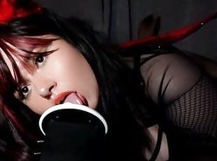 DISTRACTED BY THE DEVIL  ASMR LICKING - EAR EATING, SENSITIVE MOUTH SOUNDS, MASSAGE, TRIGGERS