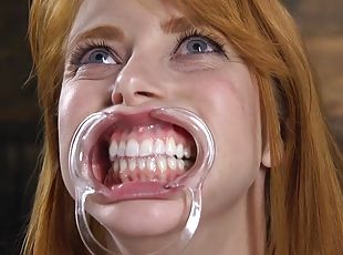 Natural big-titted redhead whipped in metal stock