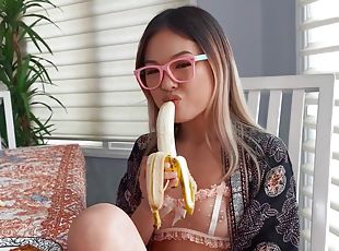 asiatique, amateur, fellation, énorme-bite, ados, pornstar, point-de-vue, lingerie, petite, banane