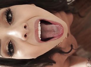 HD POV video of brunette Trinity St. Clair giving a blowjob