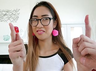 Asian Spinner’s Tight Vagina Takes Huge Cock
