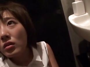 Closeup video of Sawamura Nagisa sucking a dick in the bathroom