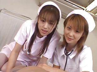 asiático, enfermeira, japonesa, a-três, pov, uniforme