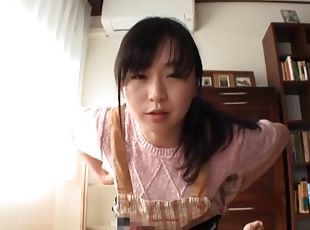 POV homemade video of a cute Japanese chick giving a blowjob