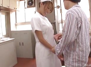 sykepleier, blowjob, japansk, par, vakker, uniform