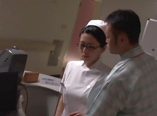 asiático, gafas, enfermera, japonés, pareja, traviesa, uniforme