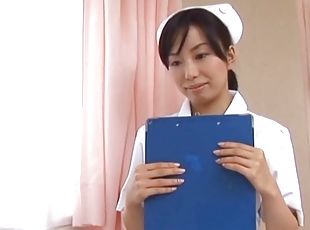 asiático, enfermeira, japonesa, uniforme, pénis, pernas, espalhando