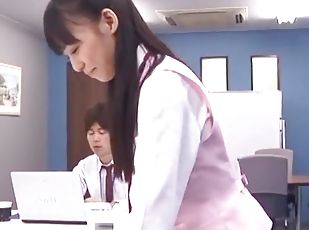 Cum on ass ending after wild office fucking with Aino Kishi