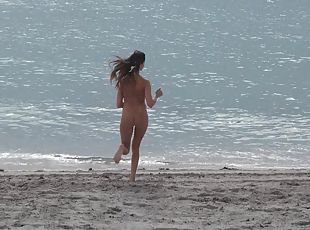 мастурбация, на-открито, плаж, приятелка, соло, събличане