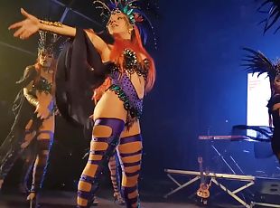 Hot beauties perform dance in costumes for a lustful client