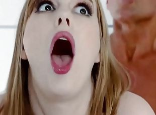 Pale redhead teen vixen orgasms while fucked doggy style hardcore