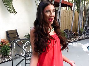 Brunette Latina MILF Cameron Canela takes every last drop in her mouth