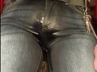 Desperate Rewetting and Cumming in my Tight Jeans after Edging All Night