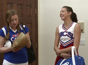 Two hot female softball players get out of uniform to eat pussy