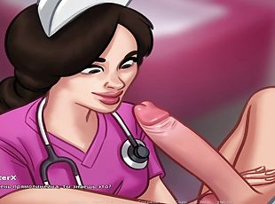 SummertimeSaga - Nurse plays with cock and then takes it inside her