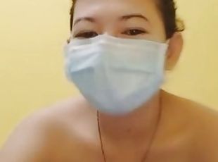 asiatique, mamelons, femme, lingerie, webcam