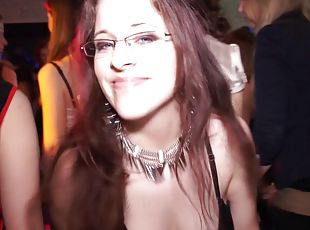 Sexy club slutties n a huge dick ride and naughty blowjob action