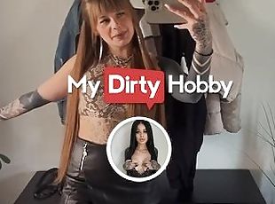 MyDirtyHobby - Gorgeous brunette sucks a stranger's cock in a public toilet
