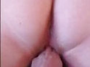 He fingers me, fucks me doggy style with his big dick and then blasts hot cum on my fat tits