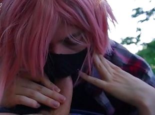 Cute Femboy blowing his BF's cock during a hike - NagisaIf's Adventure Blog #01
