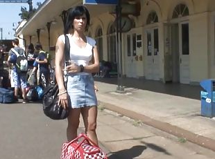 Sexy Brunette Amateur In A Miniskirt Screwed Outdoor