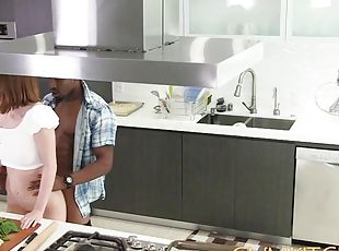 Black dude lets her eat his dick after cooking