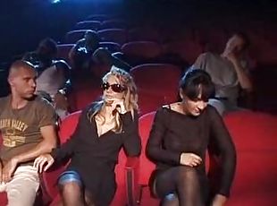 Blonde and brunette in theater hardcore
