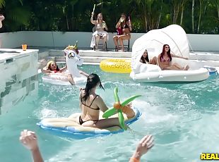 Stunning Alex Blake and her hot friend get fucked by the pool