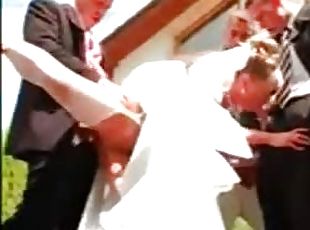 Gangbang of a hot bride with pissing