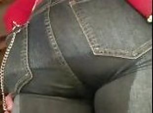 Wetting My Tight Jeans, Dry Jeans over Wet Panties