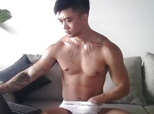 azijski, homo, drkanje, web-kamere, sami