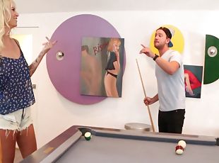 Blonde Brooke Banner has to fuck for loosing a game of pool