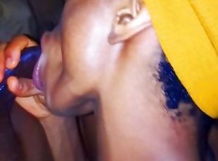 Naija girl swallows cum during blow job.
