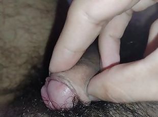 Piercing my hairy cock on my belly hair CLOSE UP