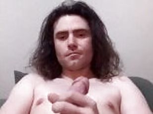 Long Haired STUD Jerks Thick Cock Until CumShot