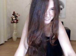Cute 18 year old brunette with perfect body dancing on webcam