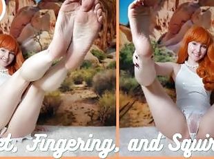 orgazm, tryskanie, amatorskie, palcówki, stopy, rude, fetysz, nogi, palce