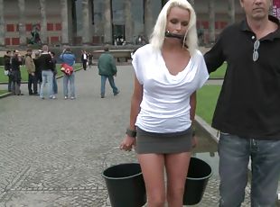 Obedient Czech MILf gets fucked in public