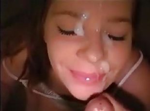 Homemade POV video of spoiled babe's mouth and her fella's big cock