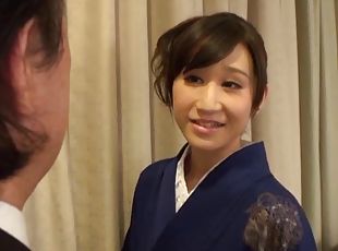 Hardcore sex in a kimono with a cute Japanese girl