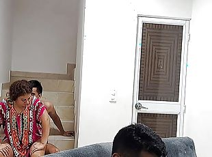 I fuck my stepsister and her husband doesn&#039;t notice anything. Part 2. We fuck on the stairs