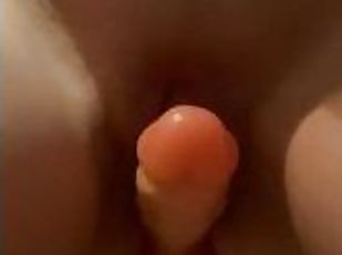 Ramming my pussy onto a thick 7 inch dildo