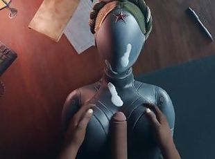 Atomic Heart No Hands Black guy tits fuck Robot Girl Big Boobs Cum on the face Titjob Animation