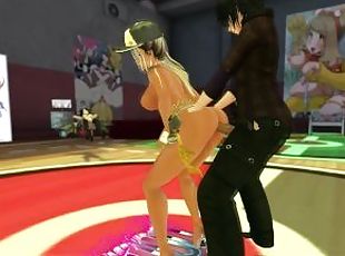 Multiple people take turns on blonde pokemon trainer slut Falara in Second life in a Orgy