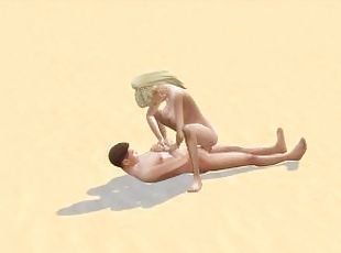 Hot blonde girl fucked on beach with facial