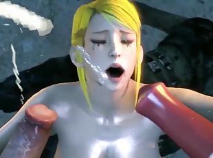 Beauty babe called Samus explores an unknown planet and takes big alien cock in her cunt