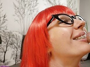 Redhead Gets CUM All Over BRACES