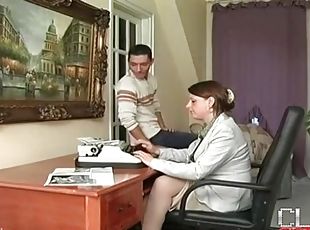 Secretary fools around with two coworkers