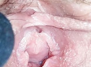 PUSSY LIPS stretching & clitoris CLOSE UP hairy pussy